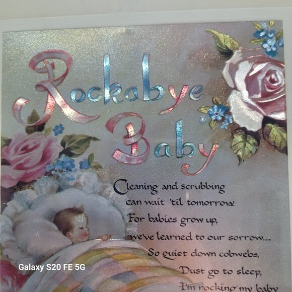 Vintage Rockabye Baby Metallic Print 1980's by Wendy Lyn Framed and Matted - Picture 2 of 13